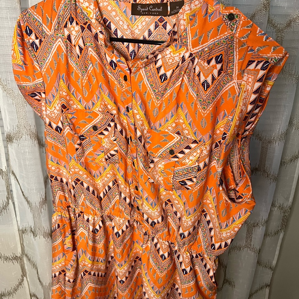 Speed Control Orange Patterned Blouse